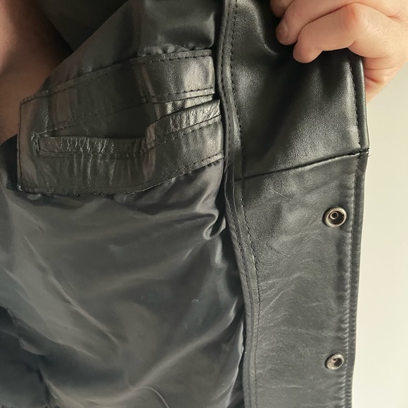 Leather coat made in Canada. Motorcycle style tab collar. Great condition. - Picture 2 of 7